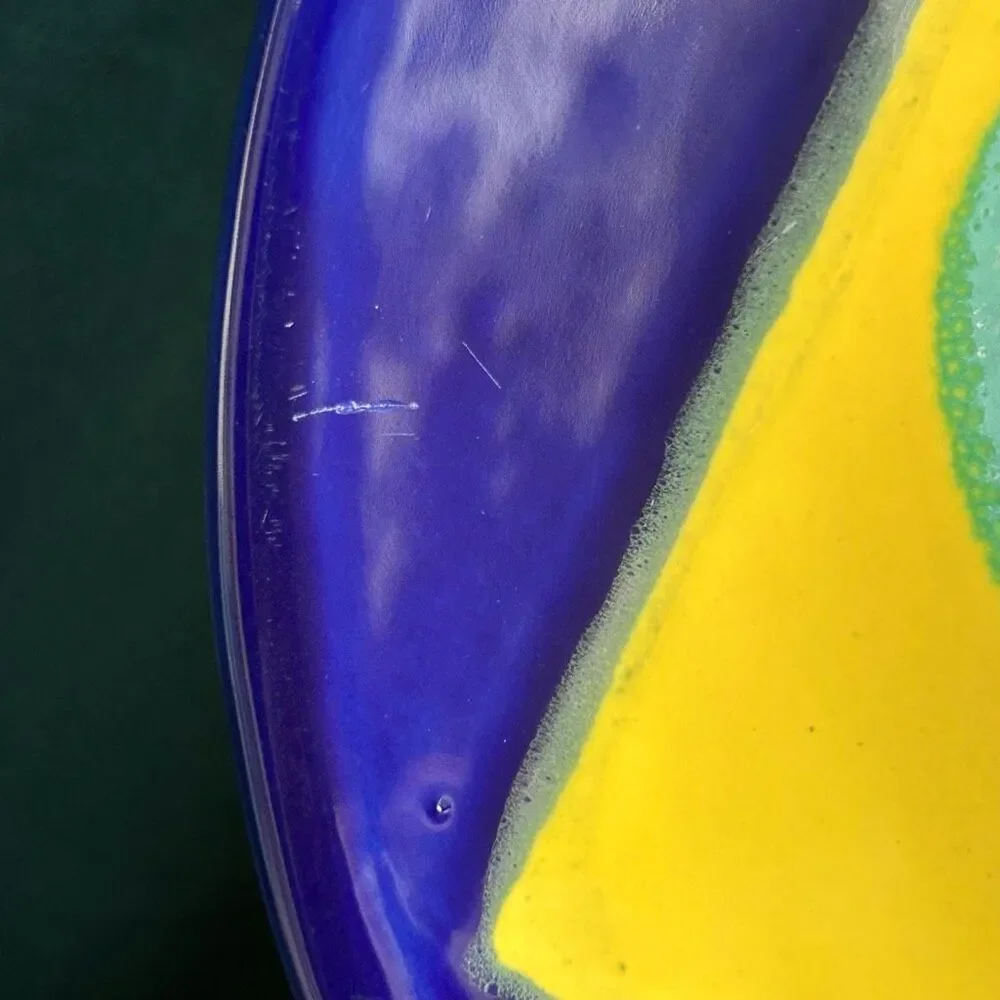 Studio Pottery Plate Stylized Yin Yang Fish